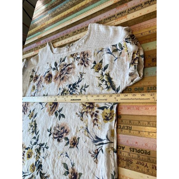 Lungo Larno Floral Linen Top Size 1X Cap Sleeve Lightweight Boho XL Lagenlook - Picture 12 of 13